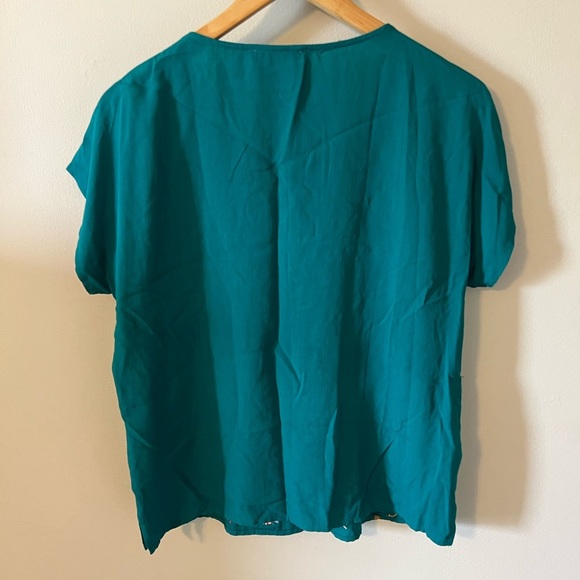 Savanna Jane Teal Classic Dolman Sleeve Embroidered Top - Picture 9 of 9